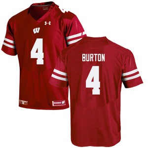 #4 Donte Burton Wisconsin Men NCAA Jerseys Red