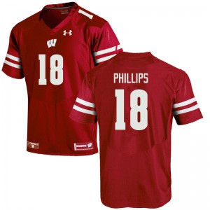 #18 Cam Phillips University of Wisconsin Men Embroidery Jerseys Red
