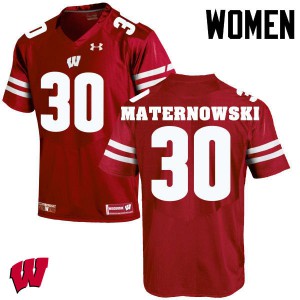 #30 Aaron Maternowski Wisconsin Badgers Women Official Jersey Red
