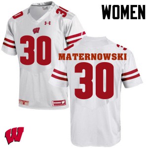 #30 Aaron Maternowski University of Wisconsin Women Official Jerseys White