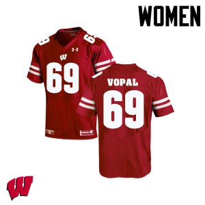 #69 Aaron Vopal Wisconsin Badgers Women Alumni Jerseys Red