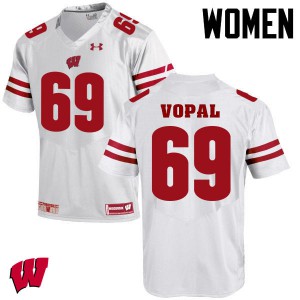 #69 Aaron Vopal University of Wisconsin Women Stitch Jerseys White