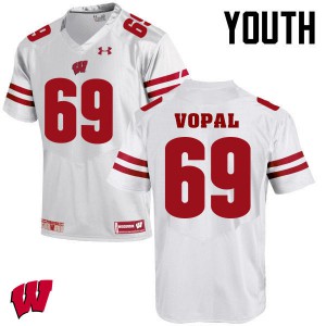 #69 Aaron Vopal Wisconsin Badgers Youth NCAA Jersey White