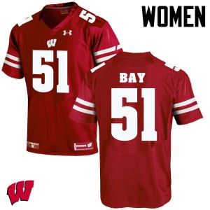 #51 Adam Bay Badgers Women University Jersey Red
