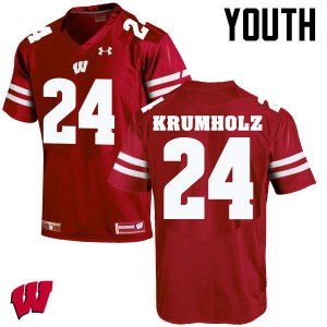 #24 Adam Krumholz Wisconsin Badgers Youth Stitched Jerseys Red