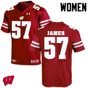 #57 Alec James University of Wisconsin Women Football Jersey Red