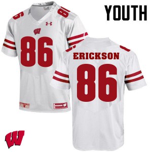#86 Alex Erickson University of Wisconsin Youth Stitch Jerseys White
