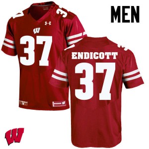 #37 Andrew Endicott Wisconsin Men Embroidery Jersey Red