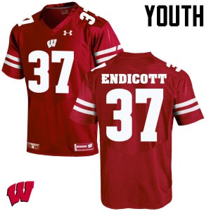 #37 Andrew Endicott Badgers Youth NCAA Jersey Red