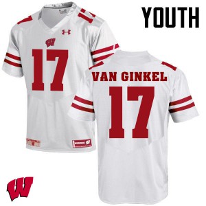 #17 Andrew Van Ginkel Badgers Youth University Jersey White
