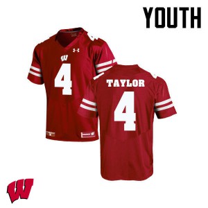 #4 A.J. Taylor Wisconsin Youth Official Jerseys Red