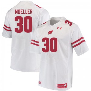 #30 Alex Moeller Wisconsin Badgers Men Football Jersey White