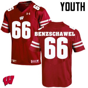 #66 Beau Benzschawel Wisconsin Badgers Youth Football Jersey Red