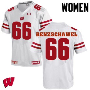 #66 Beau Benzschawel Wisconsin Women College Jerseys White