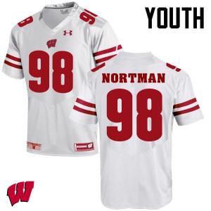 #98 Brad Nortman Wisconsin Badgers Youth Stitched Jersey White