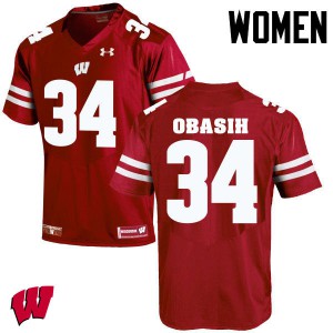#34 Chikwe Obasih Wisconsin Badgers Women Stitched Jerseys Red