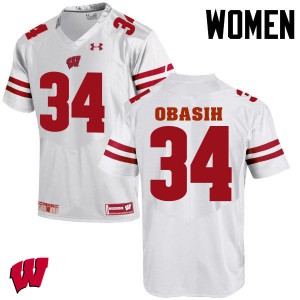 #34 Chikwe Obasih Wisconsin Badgers Women Stitch Jerseys White