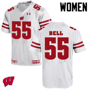 #49 Christian Bell University of Wisconsin Women Embroidery Jerseys White
