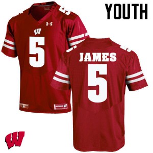 #5 Chris James University of Wisconsin Youth Stitched Jersey Red