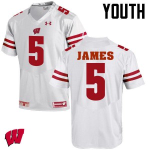 #5 Chris James University of Wisconsin Youth Embroidery Jerseys White