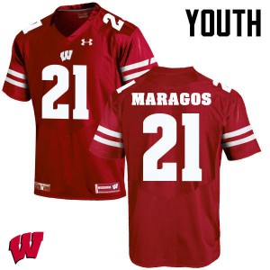 #21 Chris Maragos Badgers Youth Embroidery Jersey Red