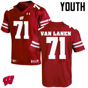 #71 Cole Van Lanen Wisconsin Badgers Youth Player Jerseys Red