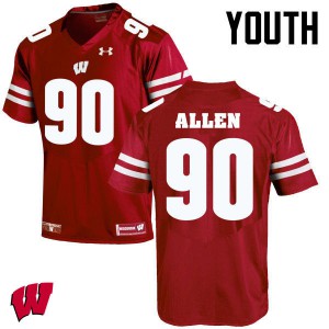 #90 Connor Allen University of Wisconsin Youth Embroidery Jerseys Red