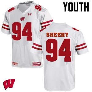 #94 Conor Sheehy Wisconsin Badgers Youth Stitch Jerseys White