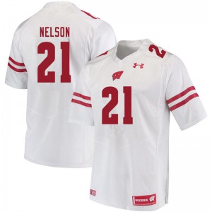 #21 Cooper Nelson Badgers Men Embroidery Jerseys White