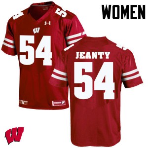 #54 Dallas Jeanty Wisconsin Badgers Women Stitch Jerseys Red