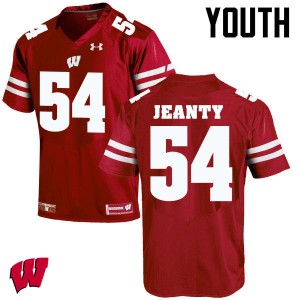 #54 Dallas Jeanty Wisconsin Youth University Jerseys Red