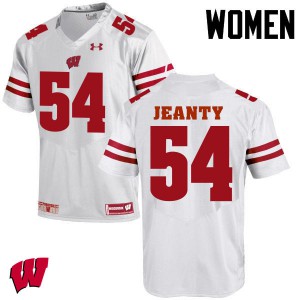 #54 Dallas Jeanty University of Wisconsin Women Embroidery Jerseys White