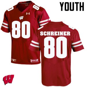 #80 Dave Schreiner Wisconsin Badgers Youth Embroidery Jersey Red