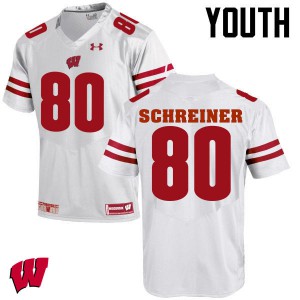 #80 Dave Schreiner UW Youth Football Jersey White