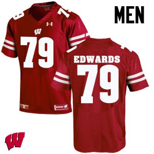 #79 David Edwards Wisconsin Badgers Men Embroidery Jerseys Red