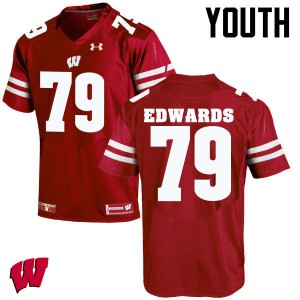 #79 David Edwards University of Wisconsin Youth NCAA Jersey Red
