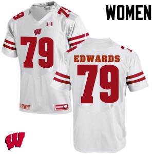 #79 David Edwards Wisconsin Badgers Women NCAA Jerseys White