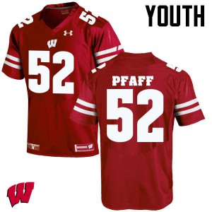 #52 David Pfaff Badgers Youth Stitched Jerseys Red