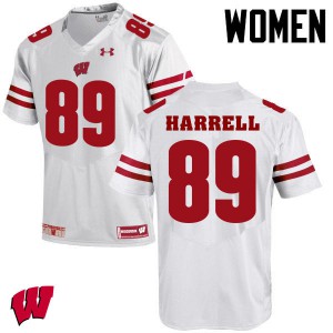 #89 Deron Harrell Wisconsin Women Football Jerseys White