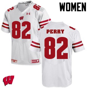 #82 Emmet Perry University of Wisconsin Women Stitch Jerseys White