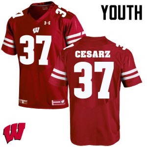 #37 Ethan Cesarz UW Youth Player Jerseys Red