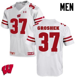 #14 Garrett Groshek Wisconsin Men College Jersey White