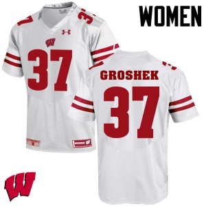 #14 Garrett Groshek Wisconsin Badgers Women University Jerseys White