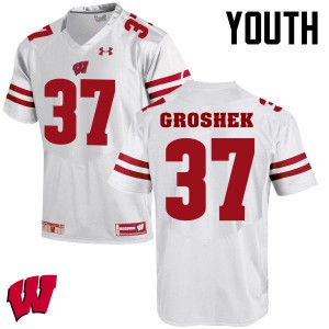 #14 Garrett Groshek Wisconsin Badgers Youth Official Jerseys White
