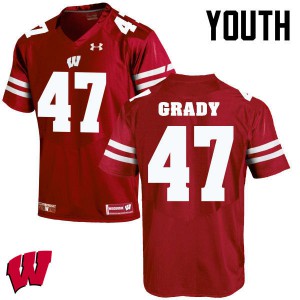 #47 Griffin Grady University of Wisconsin Youth Football Jerseys Red