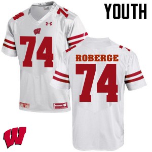 #74 Gunnar Roberge Wisconsin Badgers Youth University Jersey White