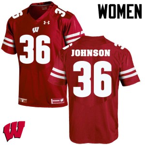 #36 Hunter Johnson Wisconsin Badgers Women Stitch Jerseys Red