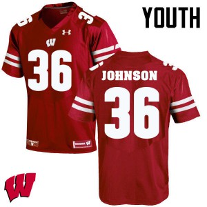 #36 Hunter Johnson University of Wisconsin Youth University Jerseys Red