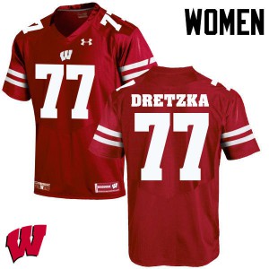 #77 Ian Dretzka Wisconsin Badgers Women Official Jerseys Red