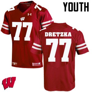 #77 Ian Dretzka Wisconsin Badgers Youth Stitched Jerseys Red